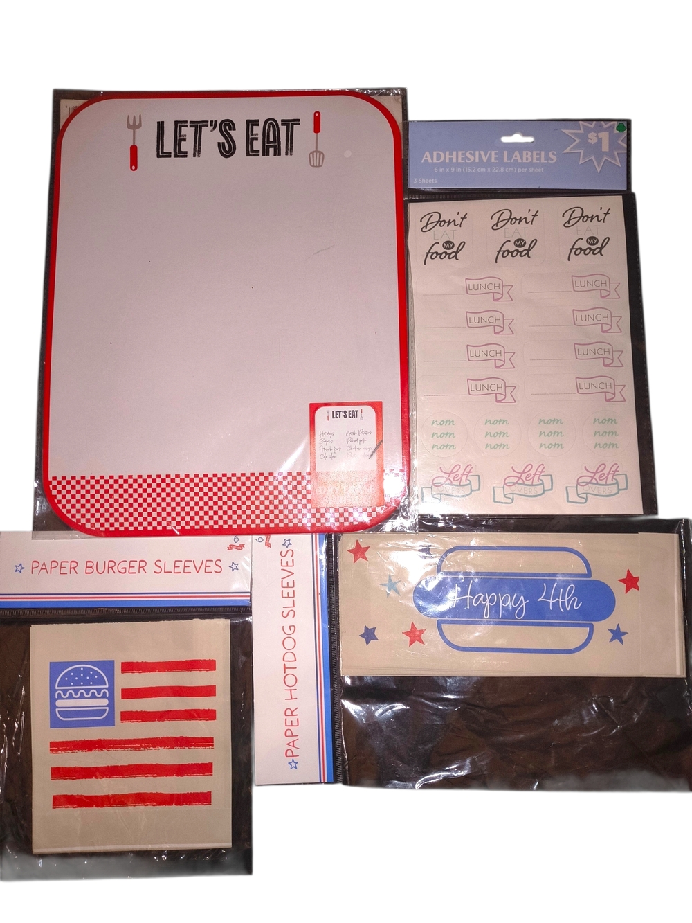 Let's Eat Red & White Kitchen Market Board with Accessories